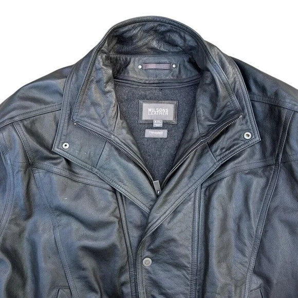 Wilsons‎ Leather Men's Black Leather Motorcycle Jacket XXL Insulated - Picture 3 of 12